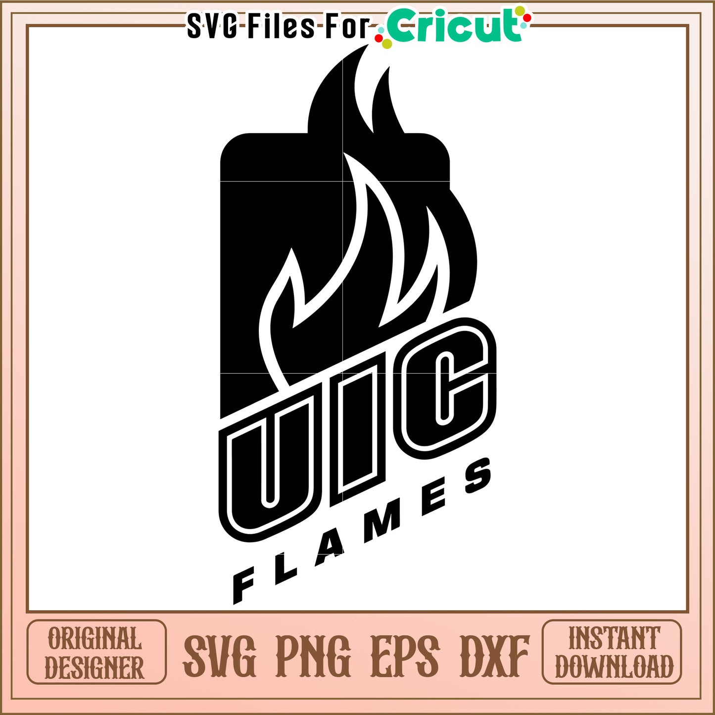 UIC Flames Logo Design, Perfect for Cricut Projects and DIY Crafts