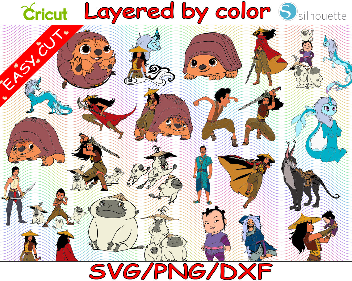 Comics Raya Design 30+ Raya LAYERED SVG Designs / Princess SVG Bundle with png clipart ...