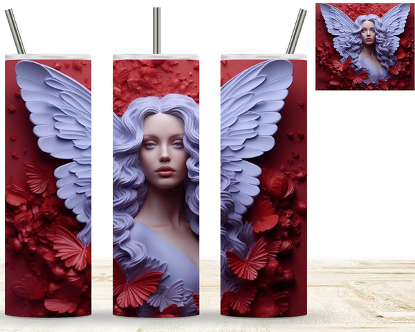 3D Red Flowers with beautiful women 20 oz Skinny Tumbler