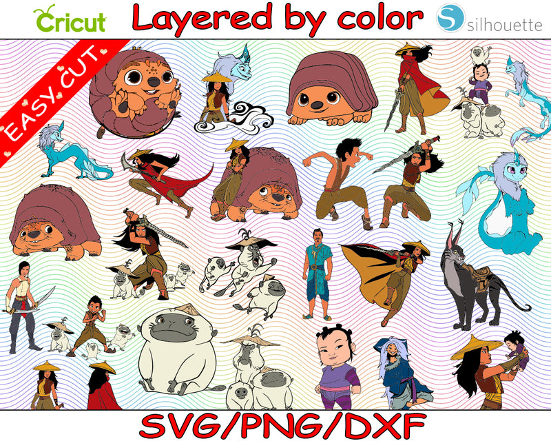 30+ Raya LAYERED SVG Designs / Princess SVG Bundle with png clipart