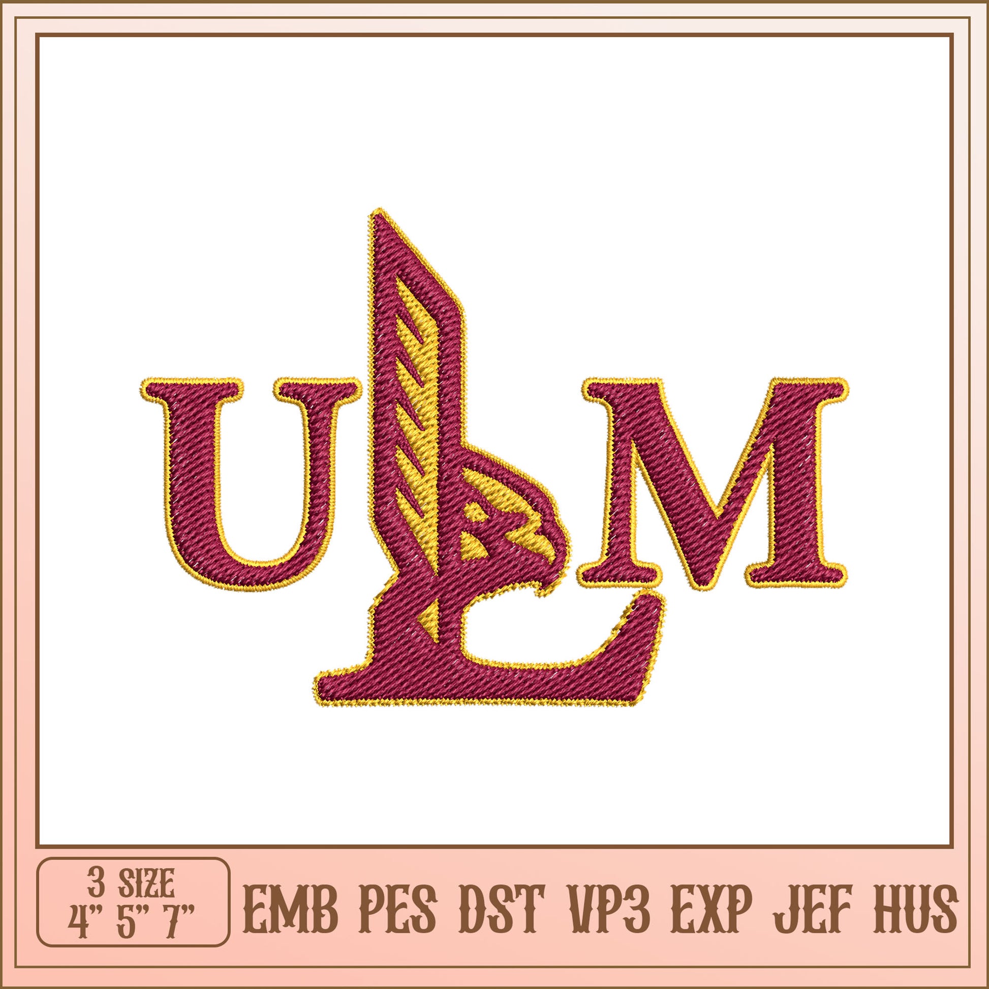ULM Embroidery Design 3 Sizes