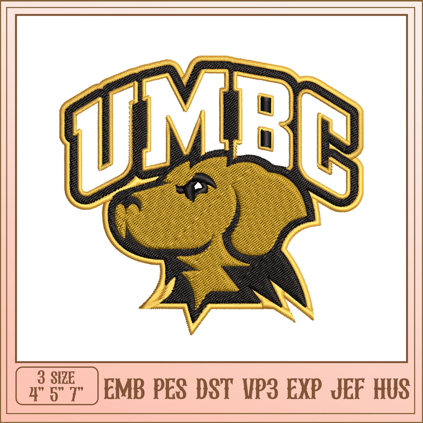 UMBC Retriever Embroidery Design - EMB PES DST