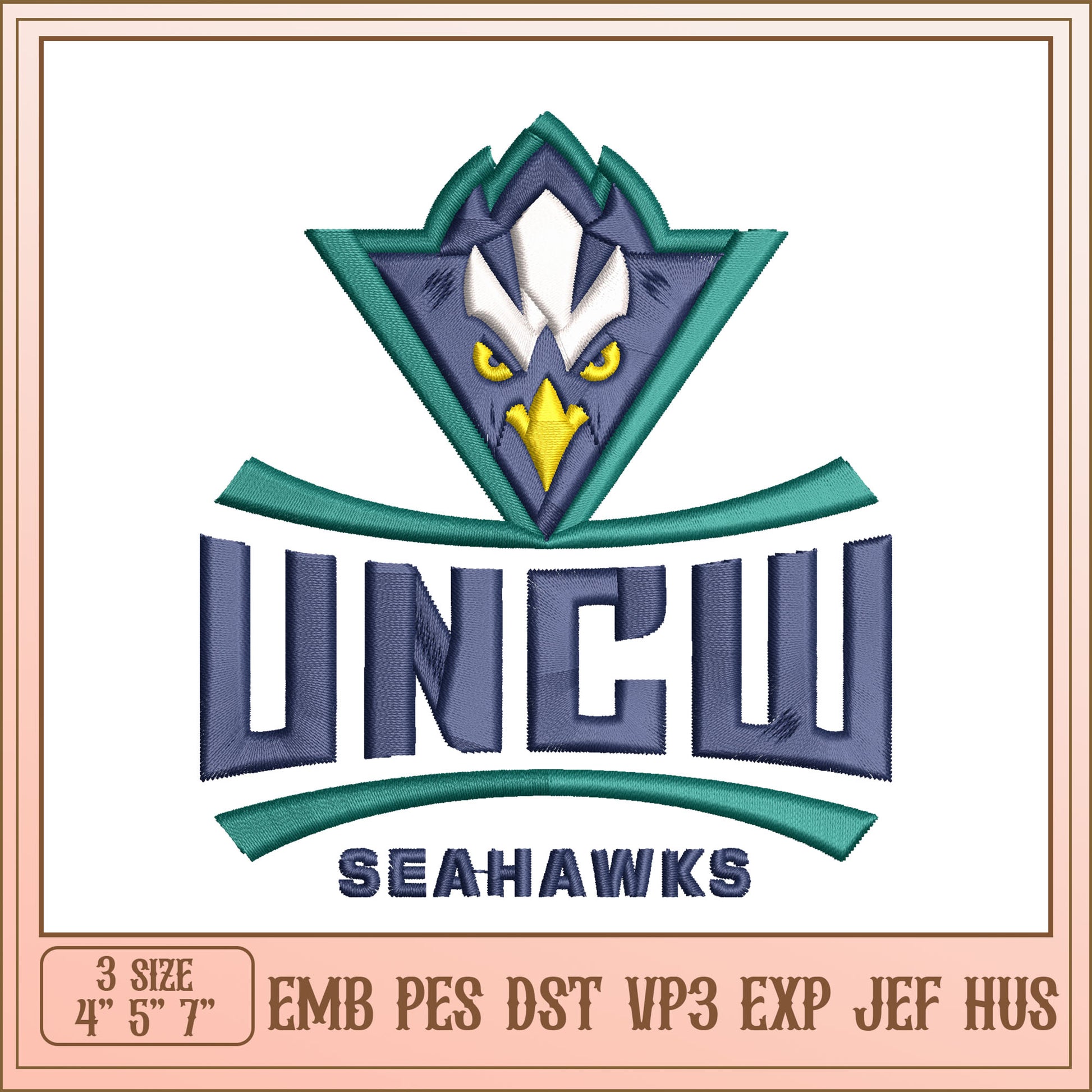 UNCW Seahawks Embroidery Design