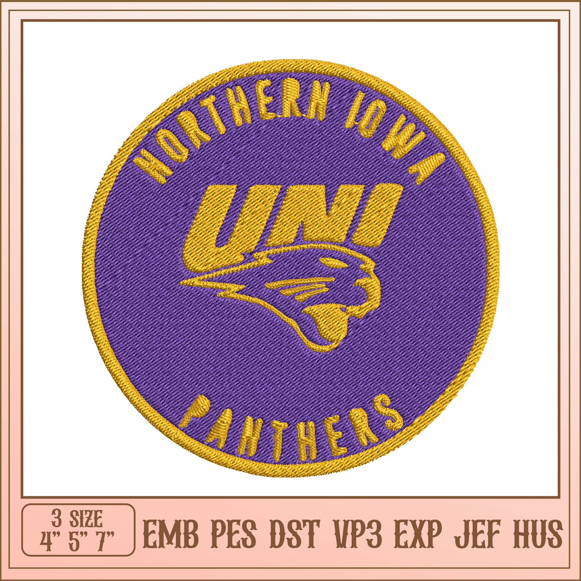 UNI Panthers Embroidery Design - 3 Sizes