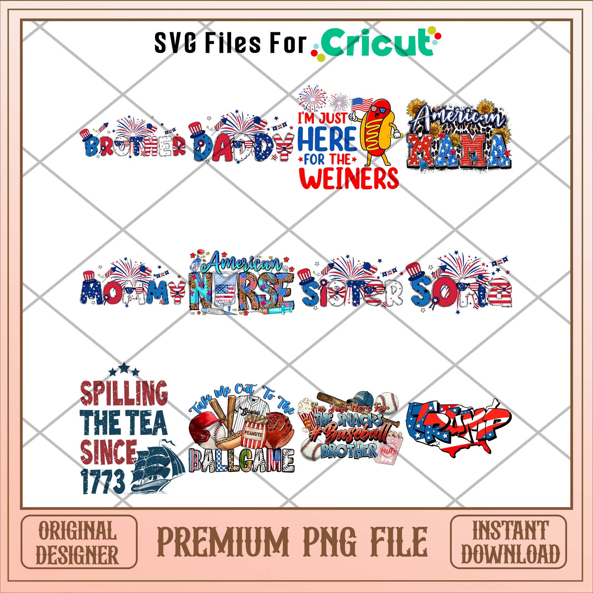 4th of july family png bundle, USA day png - Svgfileforcricut