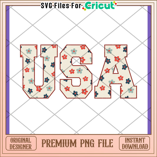 USA Floral PNG Design Instant Download