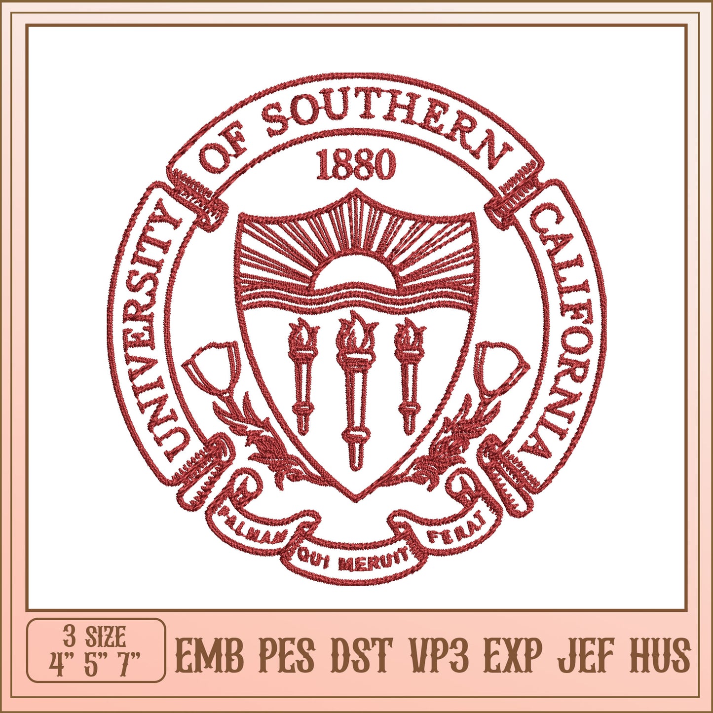 USC Embroidery Design - 3 Sizes