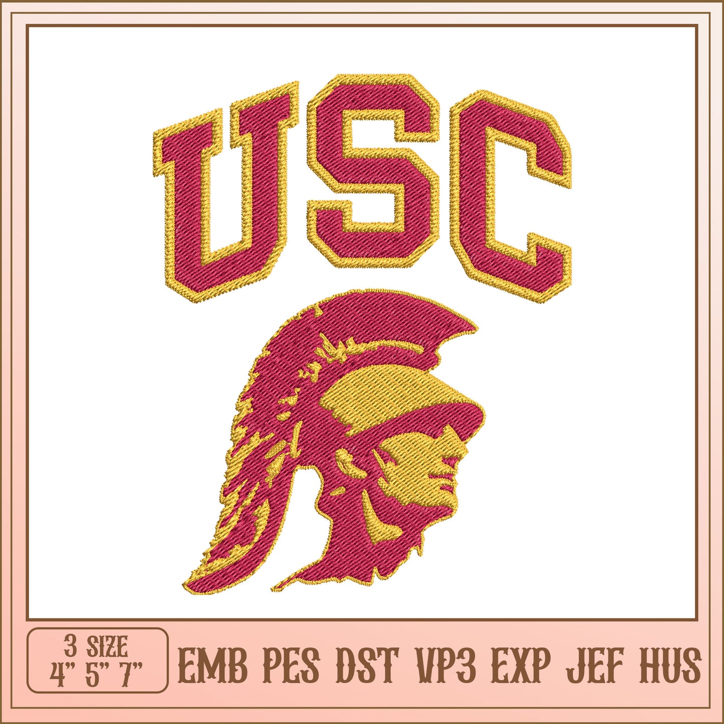 USC Trojan Helmet Embroidery Design