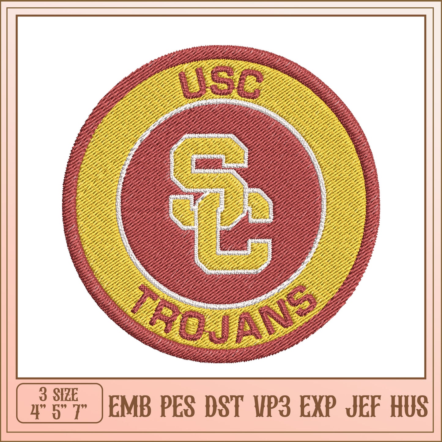 USC Trojans Embroidery Design - 3 Sizes