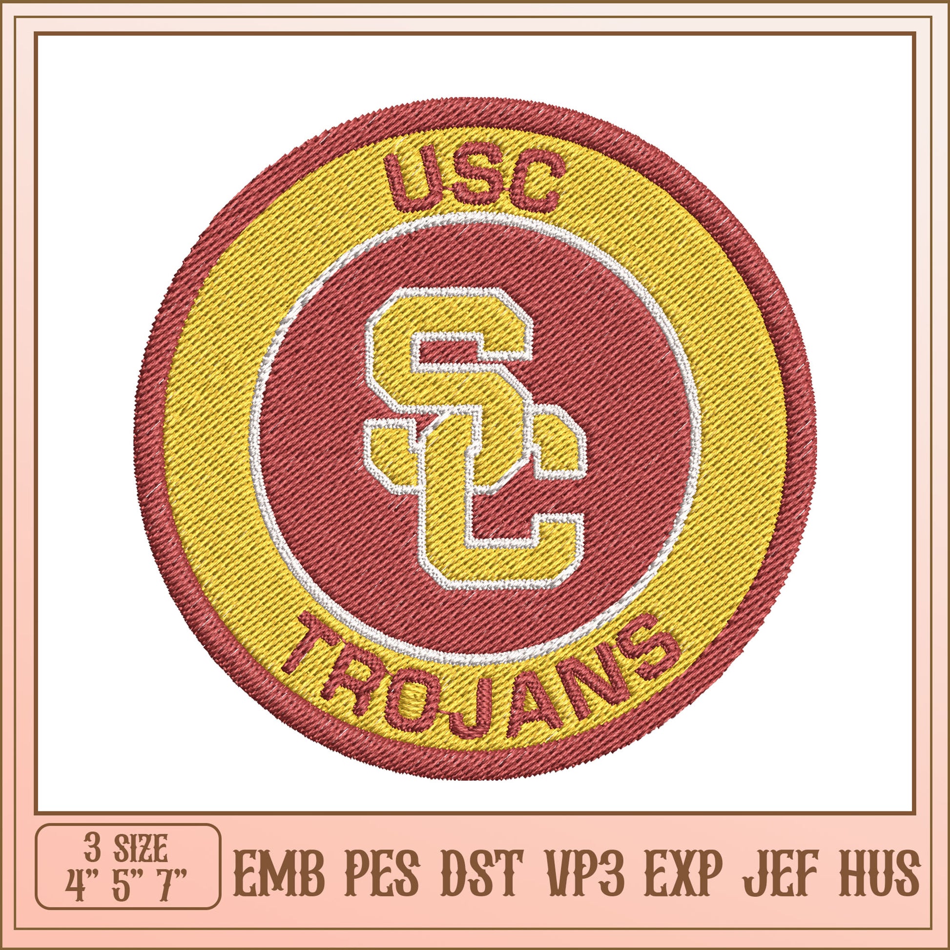 USC Trojans Embroidery Design - 3 Sizes