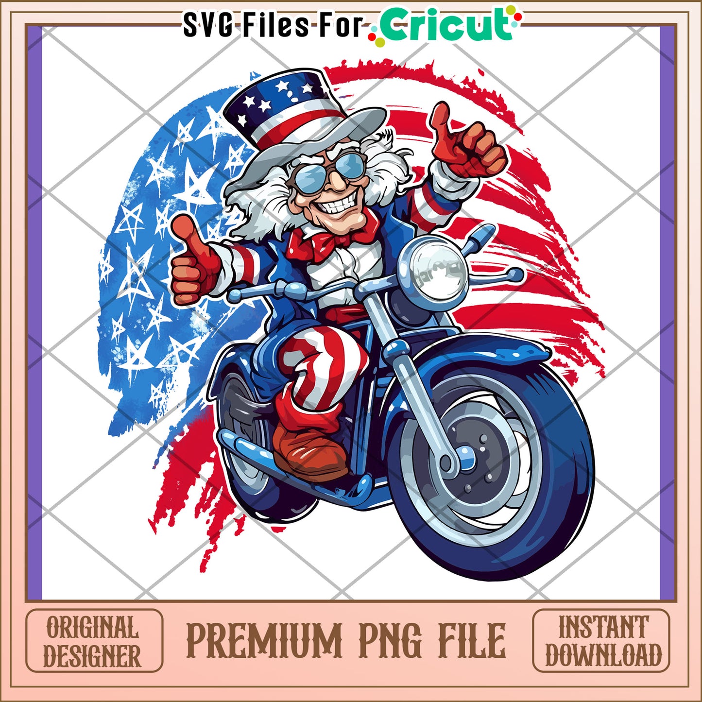 Uncle Sam Motorcycle PNG Design