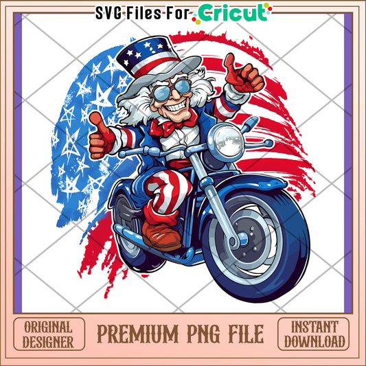 Uncle Sam Motorcycle PNG Design