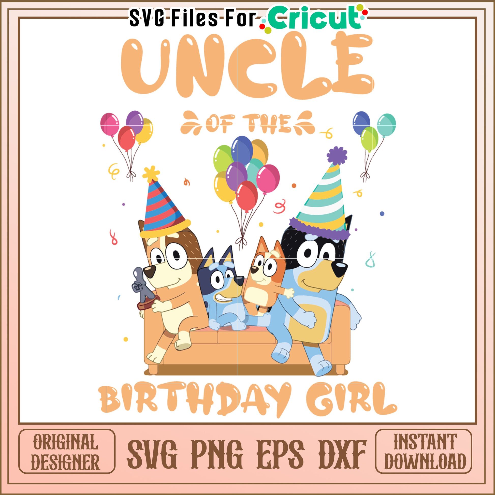 Uncle of Birthday Girl SVG Design