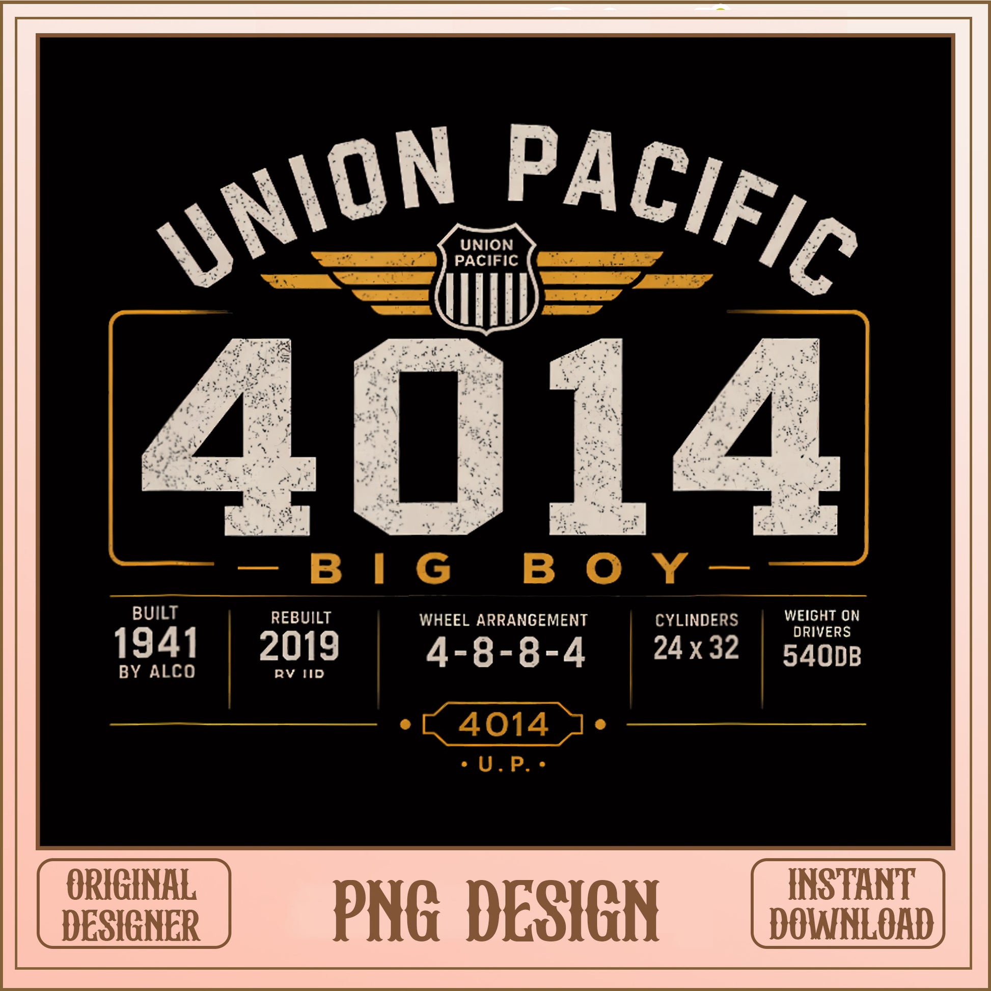 Union Pacific 4014 Big Boy PNG, Vintage Train PNG, Railroad PNG