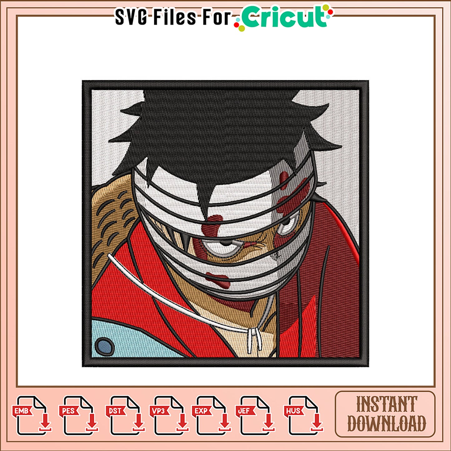 Unique Anime Character Embroidery Design Downloadable File
