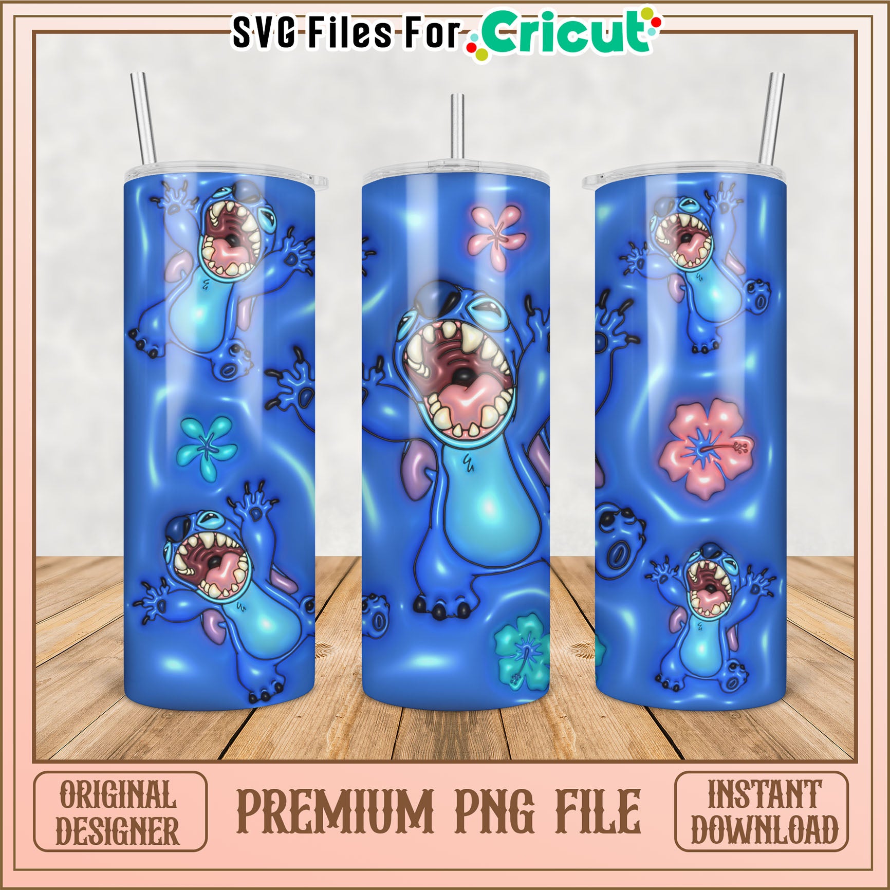 Unique Cartoon Tumbler Design PNG for Cricut Instant Download