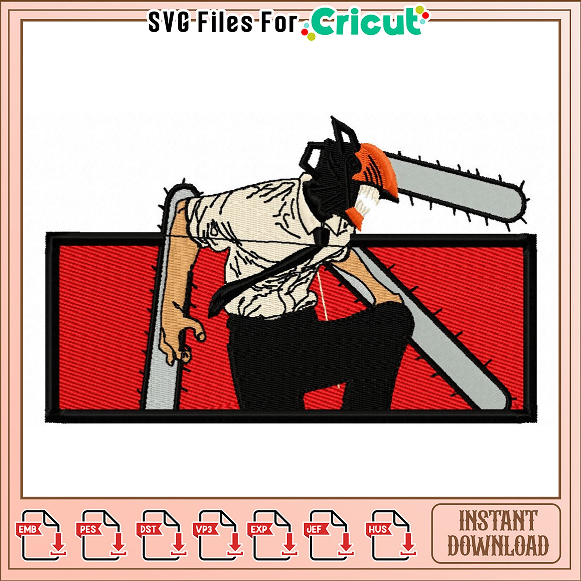 Unique Chainsaw Embroidery Design for Instant Download