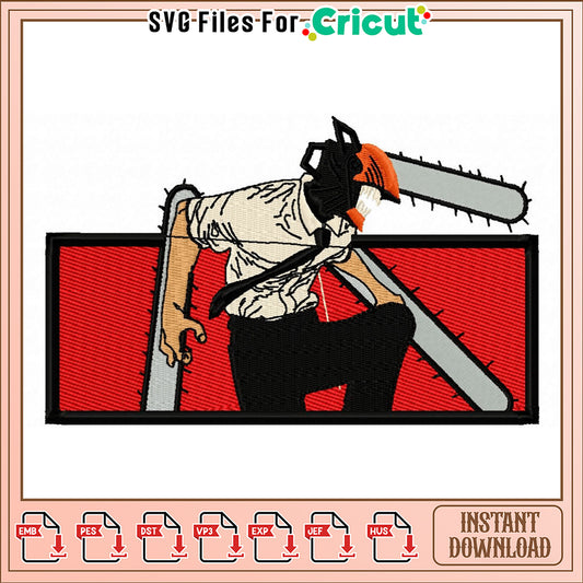 Unique Chainsaw Embroidery Design for Instant Download
