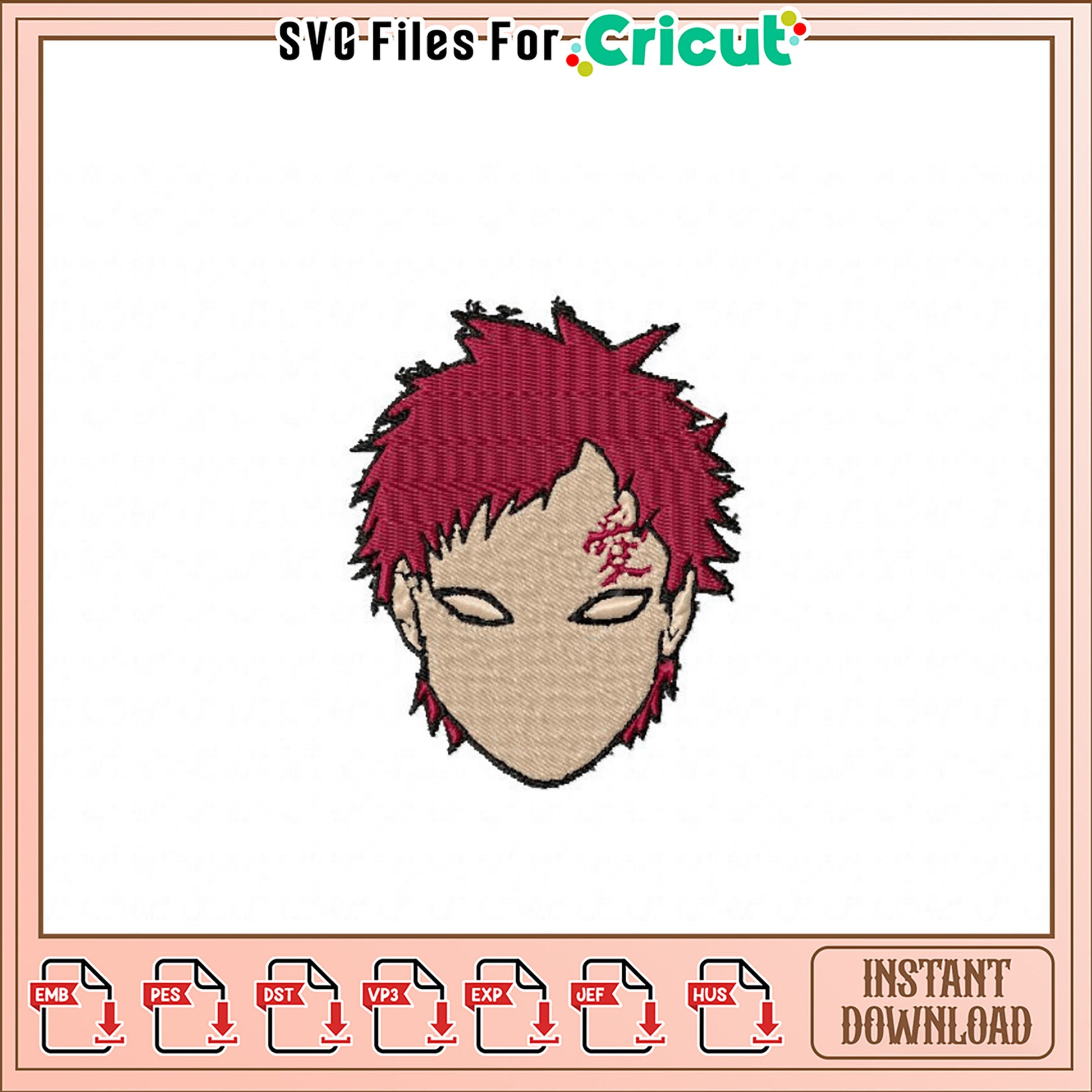 Unique Embroidery Design of Anime Character Face Art