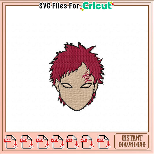 Unique Embroidery Design of Anime Character Face Art