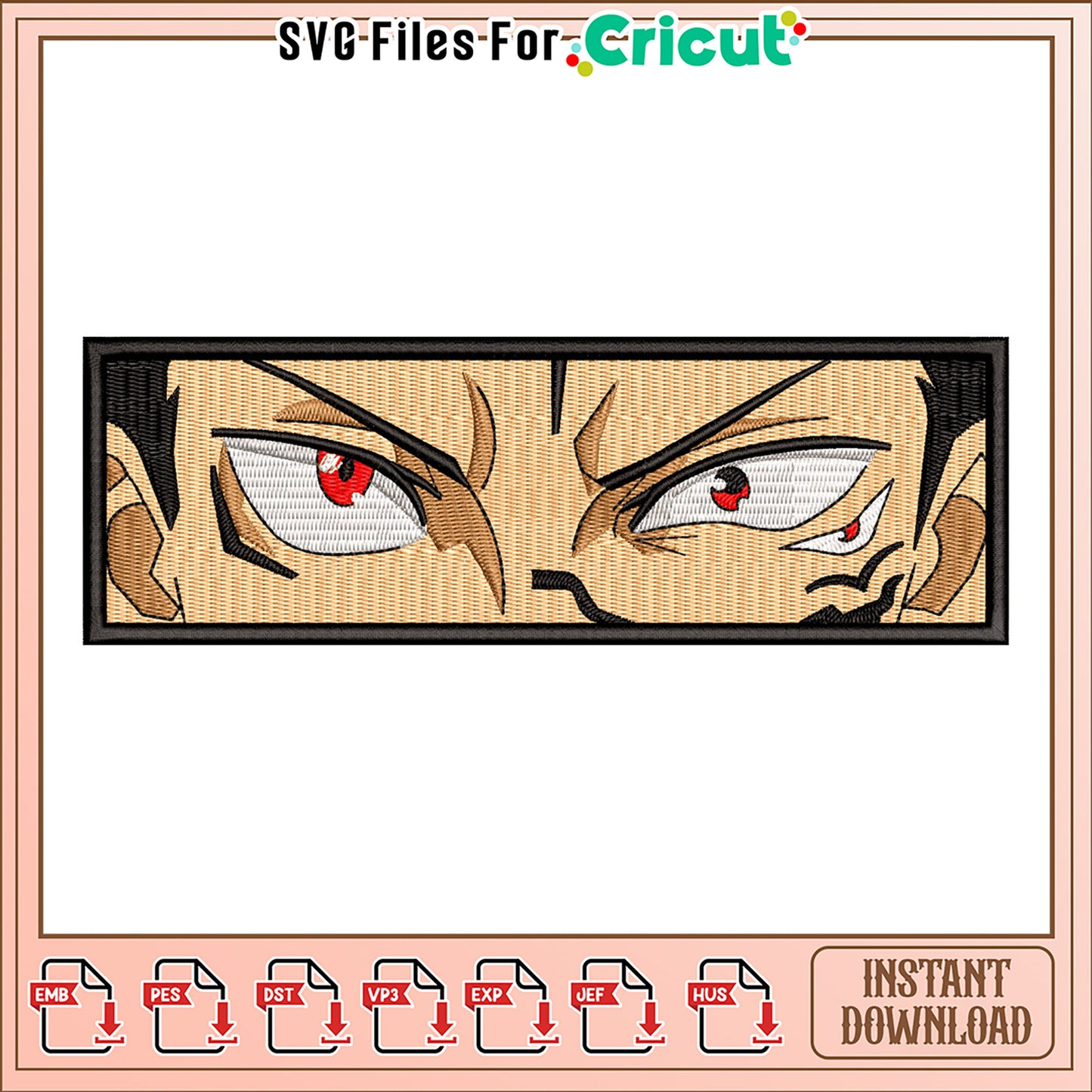 Unique Embroidery Design of Intense Eyes for Crafts