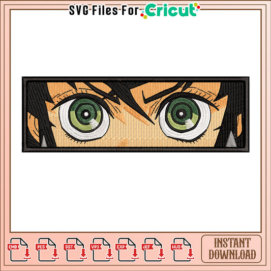 Unique Embroidery Design of Striking Green Eyes Download