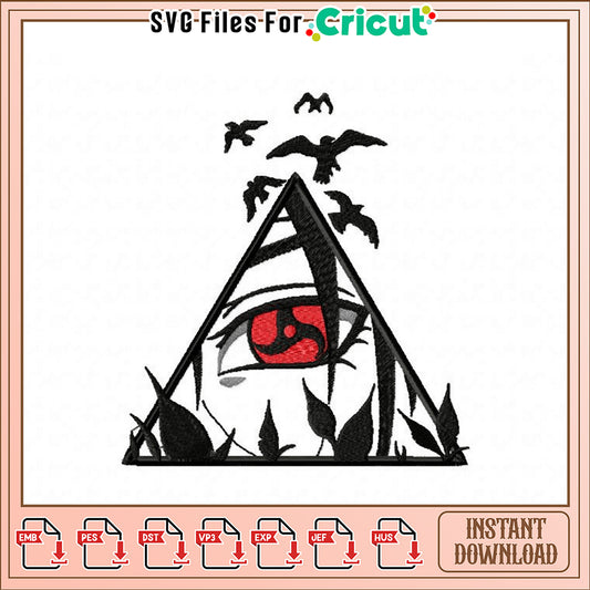 Unique Eye in Triangle Embroidery Design for Crafts
