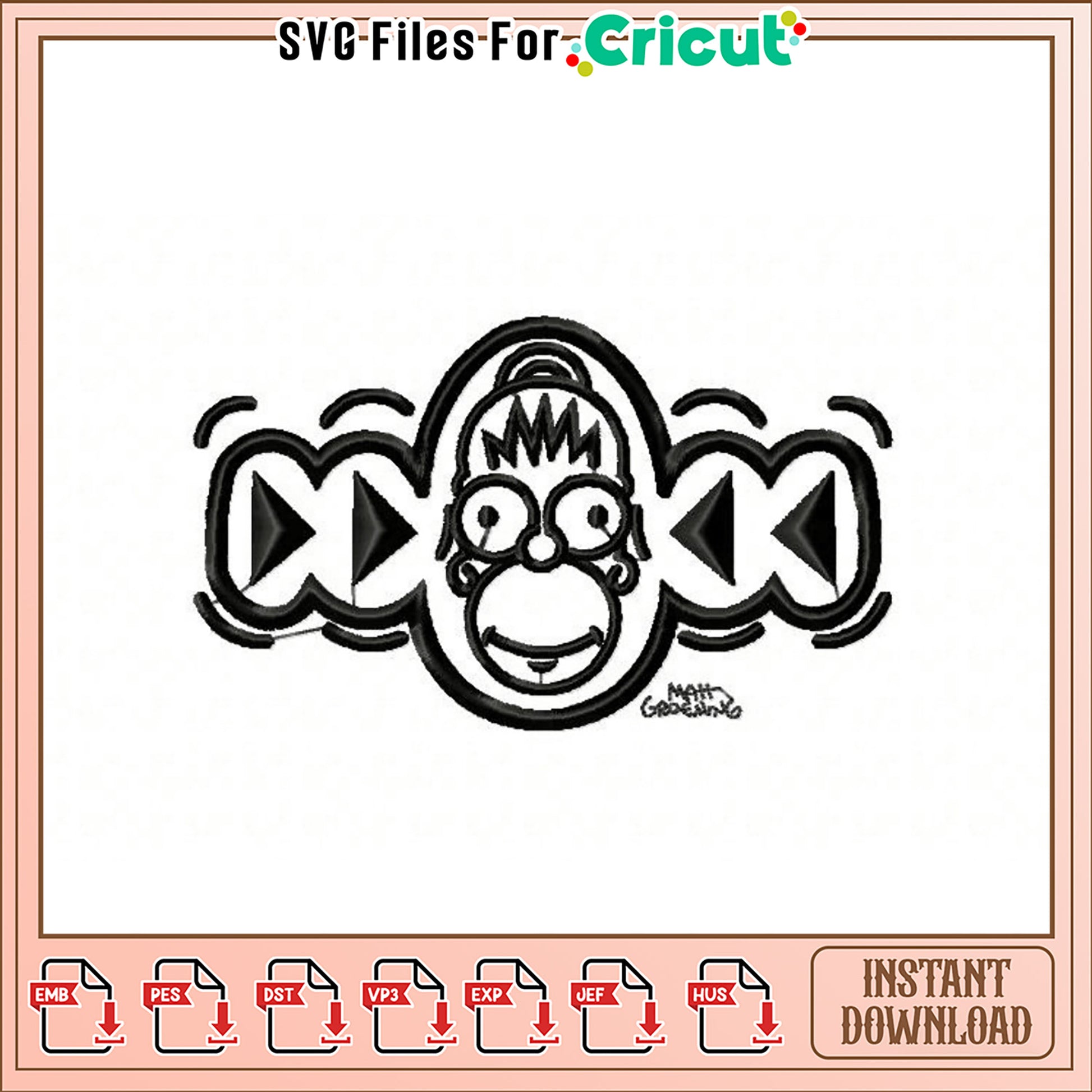 Unique Funny Cartoon Face Embroidery Design Download