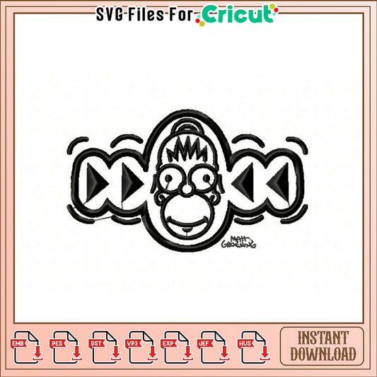 Unique Funny Cartoon Face Embroidery Design Download