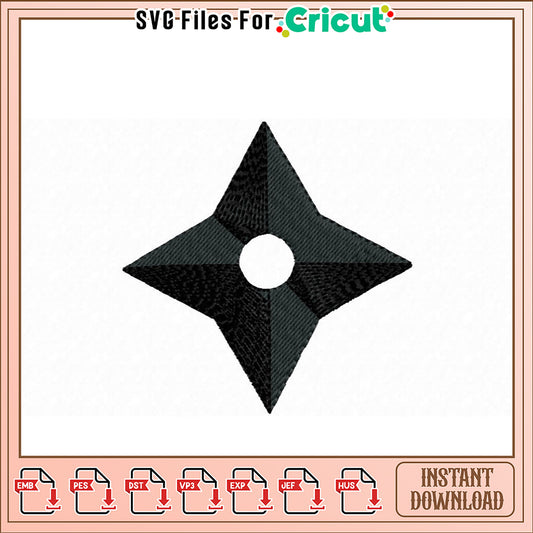 Unique Ninja Star Embroidery Design Instant Download File