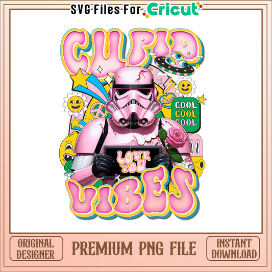 Unique Pink Cupid Vibes Stormtrooper Art Print PNG Design