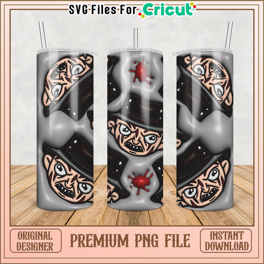 Unique Tumbler Design with Character Faces for Cricut Projects PNG