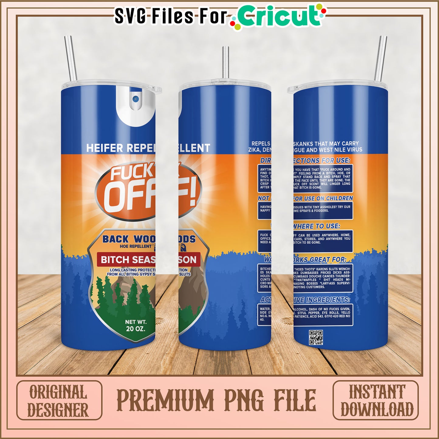 Unique Tumbler Design with Heifer Repellent Theme PNG Download