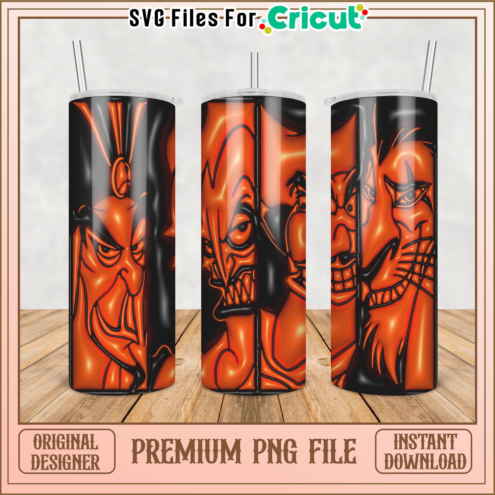 Unique Tumbler PNG Design Featuring Bold Character Illustrations