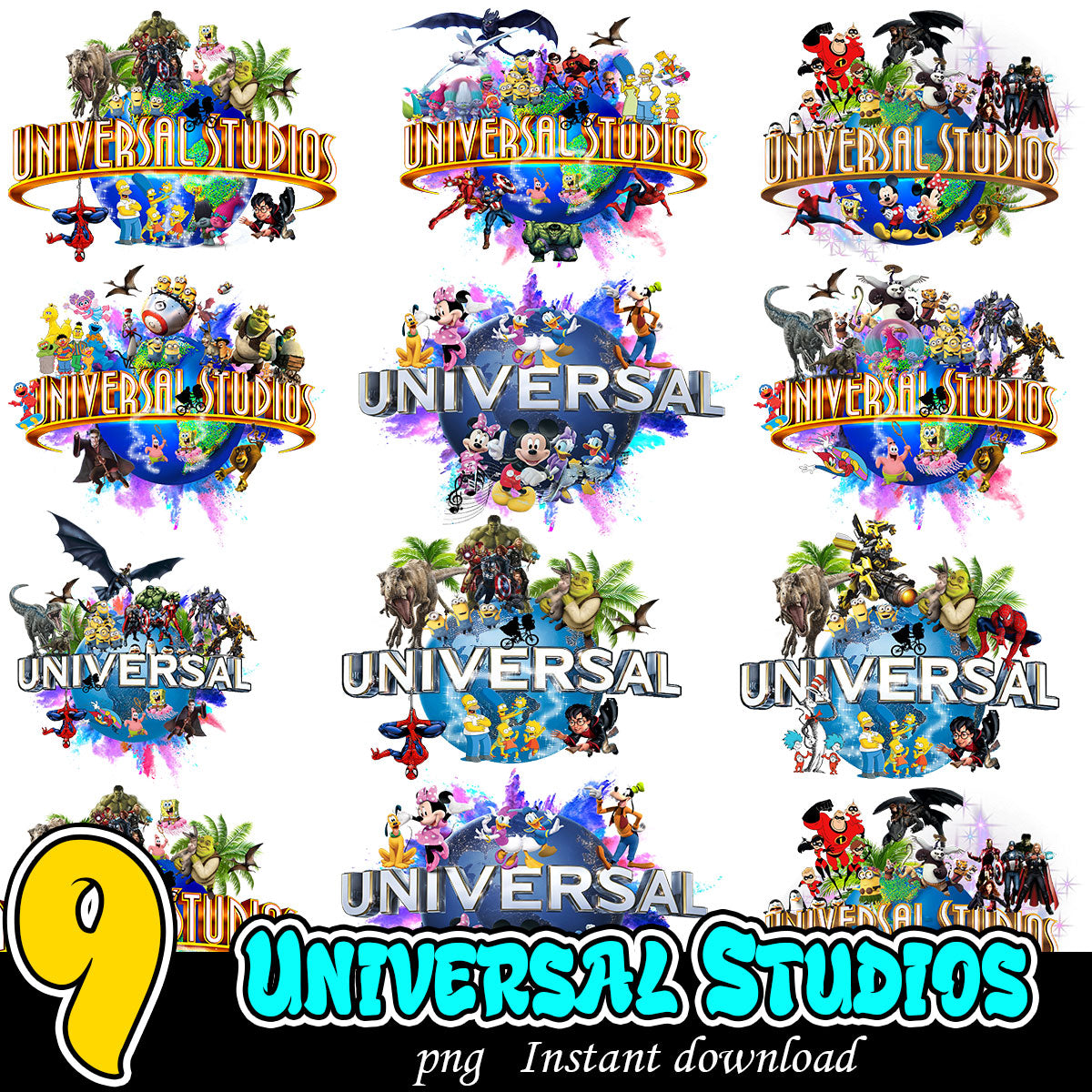 Universal Studios logo 2023 png, Universal Studios art png bundle