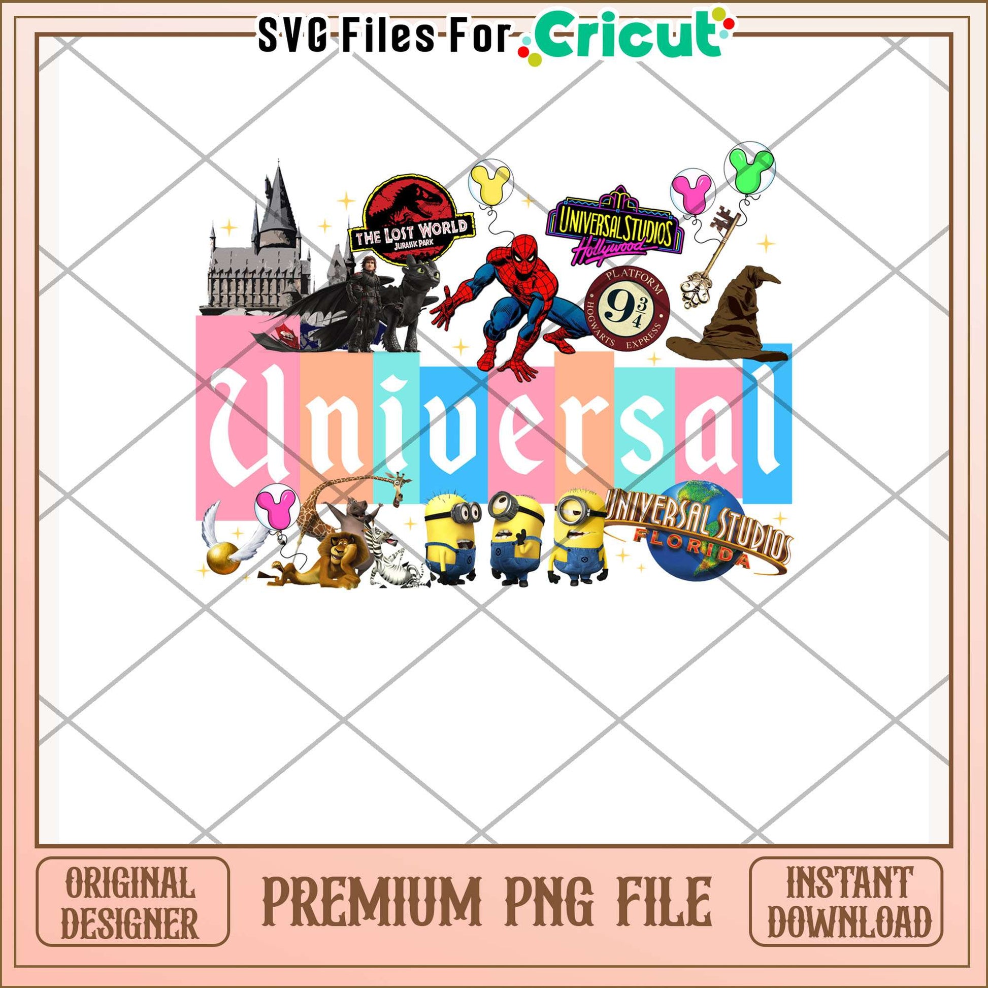 Universal studio characters png, famous characters png, cinematic heroes png