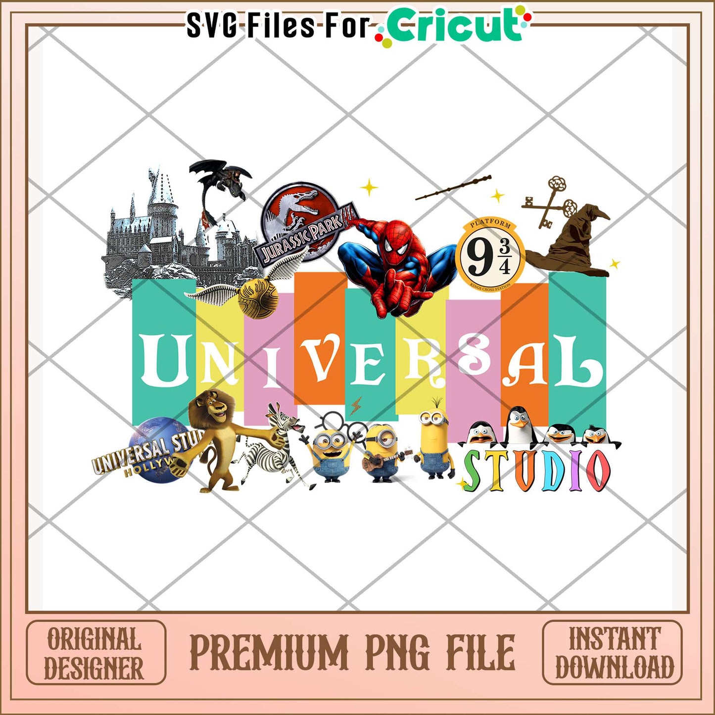 Universal studio characters png, movie icons png, theme park mascots png