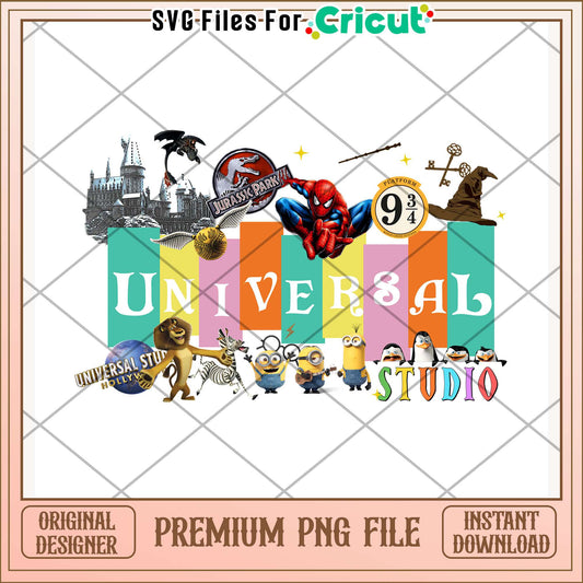 Universal studio characters png, movie icons png, theme park mascots png