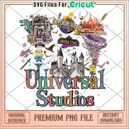 Universal studios design png, entertainment destination png, hollywood vibes png
