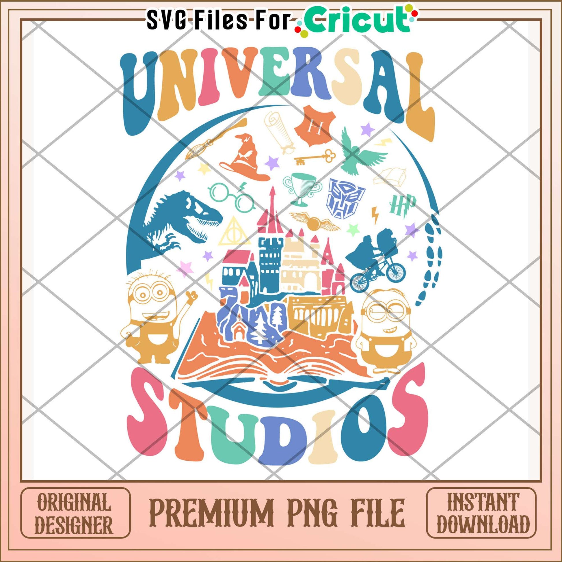 Universal studios illustration png, entertainment destination png, hollywood vibes png