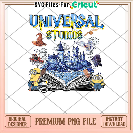 Universal studios minions design png, entertainment destination png, hollywood vibes png