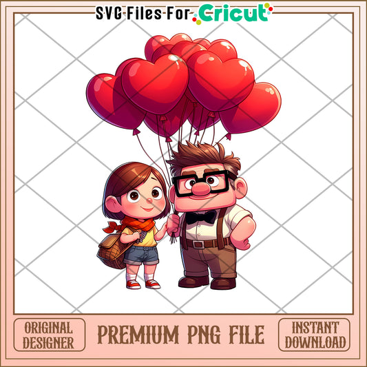 Up PNG Carl & Ellie Heart Balloons