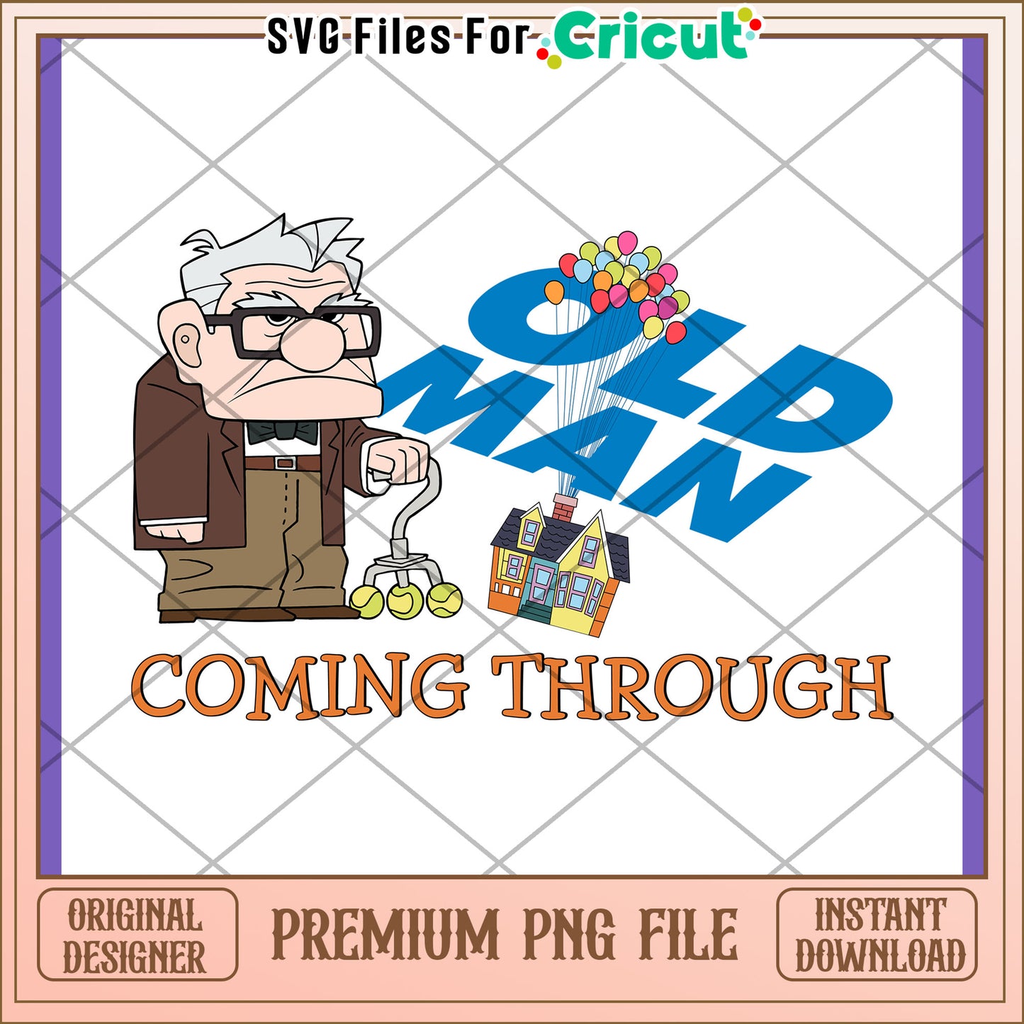 Up PNG Old Man Coming Through Design