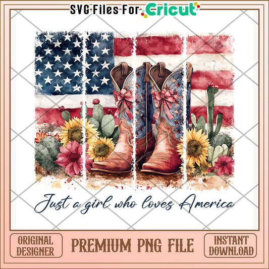 Usa daisy flower and cowboy boots design png, celebration vibes png, patriotic theme png