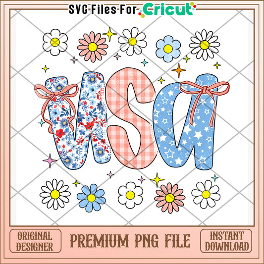 Usa daisy flower design png, celebration vibes png, patriotic theme png