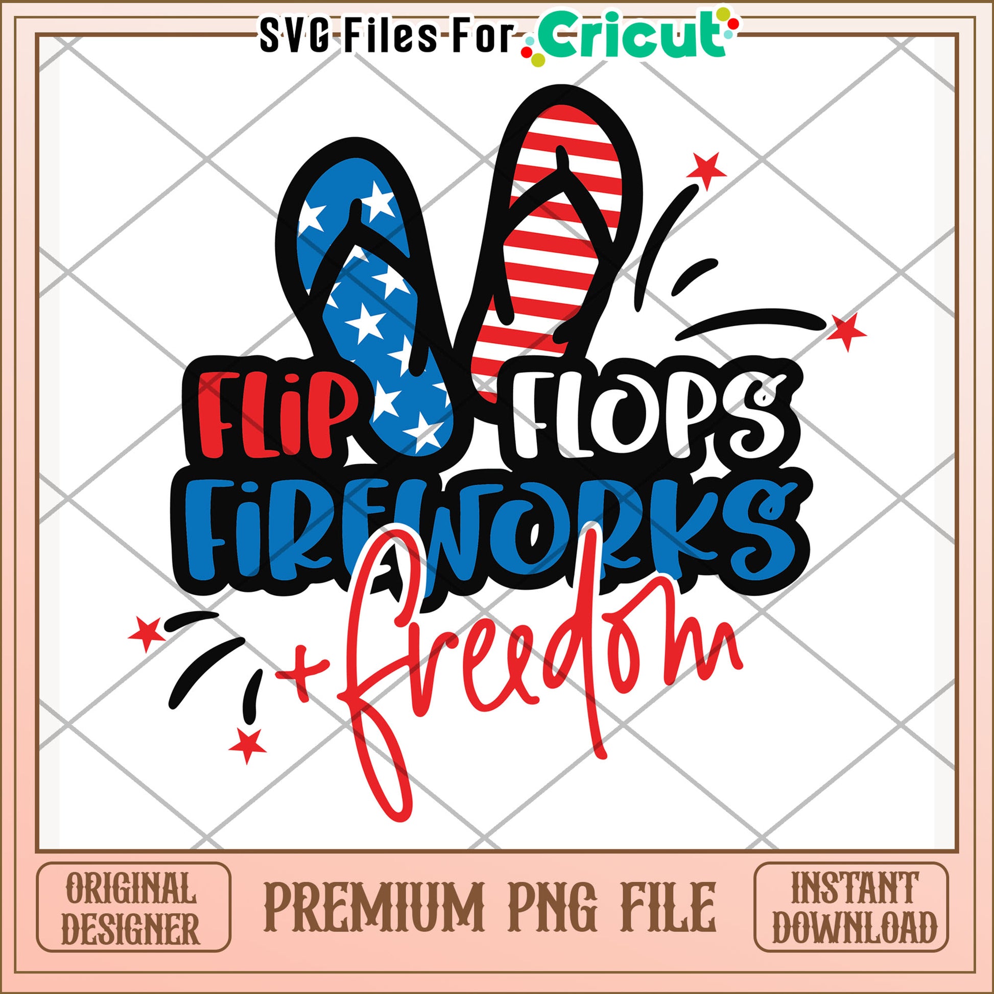 Usa flip flop fireworks freedom png, summer vibes png, chill america png
