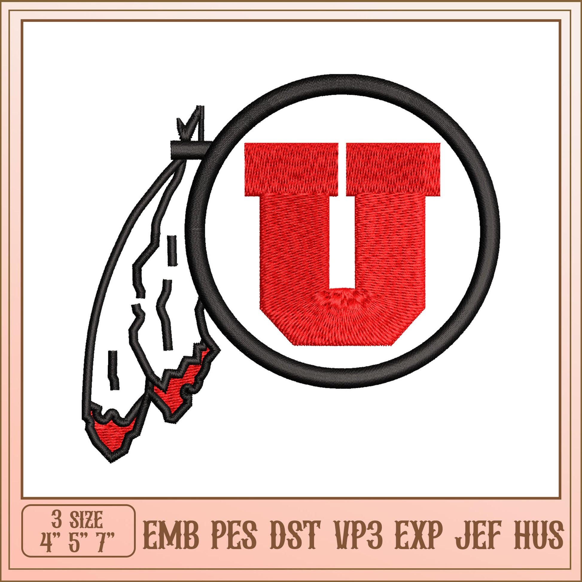 Utah Utes Embroidery Design