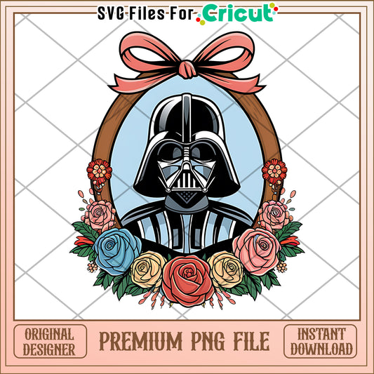 Vader Themed Floral PNG Design, Perfect for Craft Projects