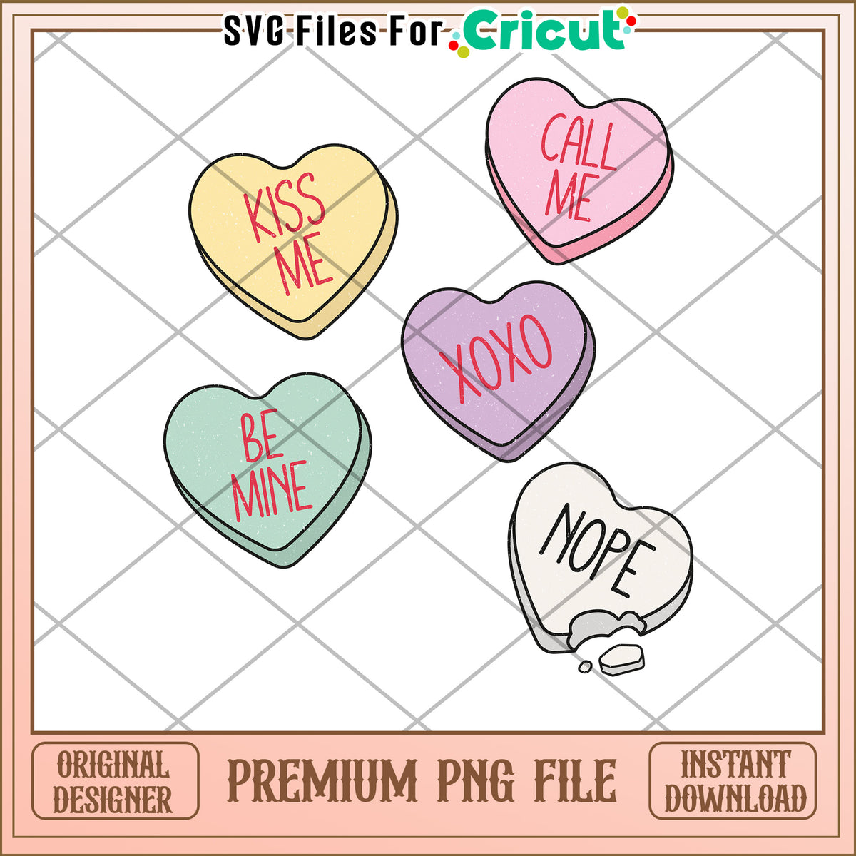 Valentine Candy Hearts PNG Download – svg files for cricut