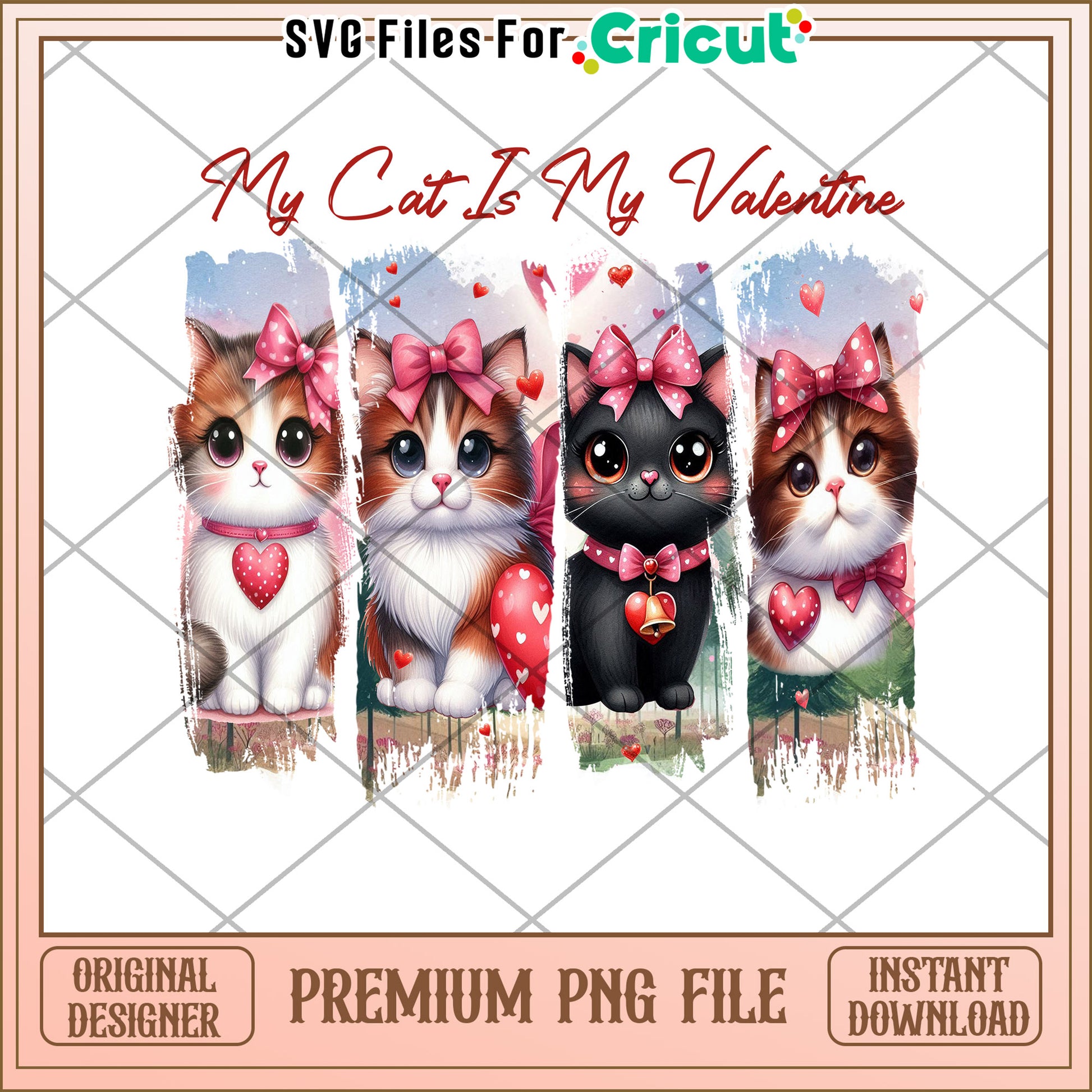 Valentine Cats PNG Sublimation Design